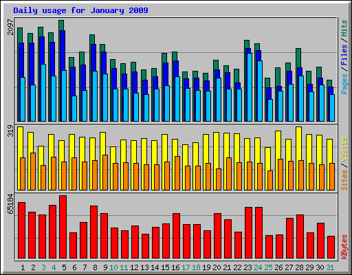 Daily usage for January 2009